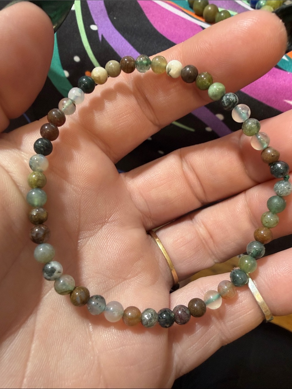 Multi-Color Beaded Stretch Bracelet - Women Jewelry- moss agate
